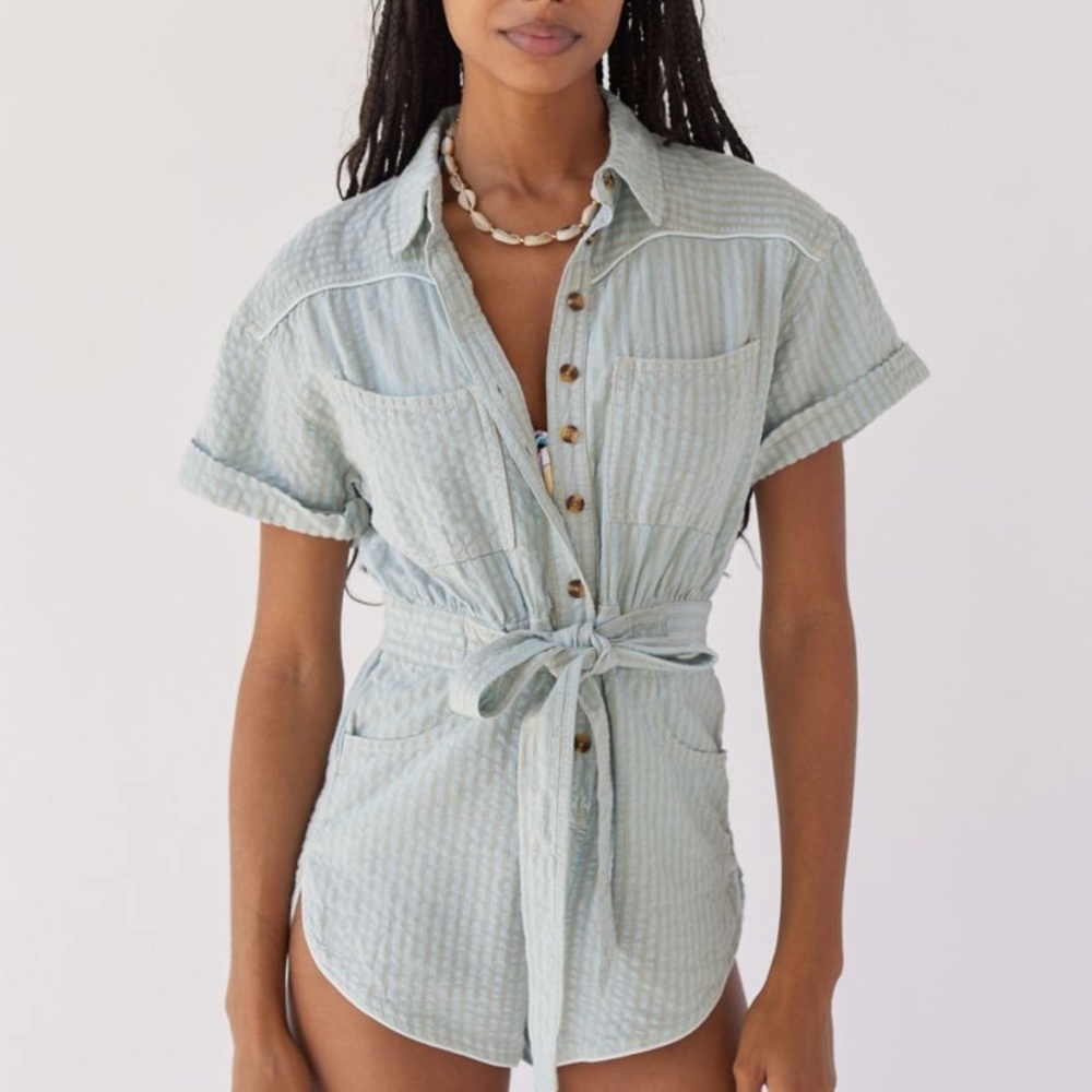Urban Outfitters BDG Devon Linen Tie-Waist Romper
